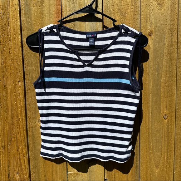 Limited Too Y2K Navy and White Striped Sleeveless Tank Top Size XS/S - Picture 1 of 3